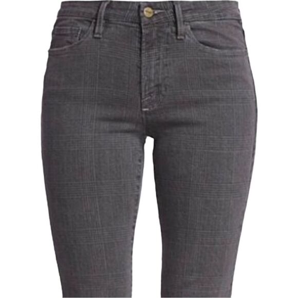 Frame -Le Crop Mini Boot Plaid Jeans in Washed Grey Plaid - Picture 5 of 8